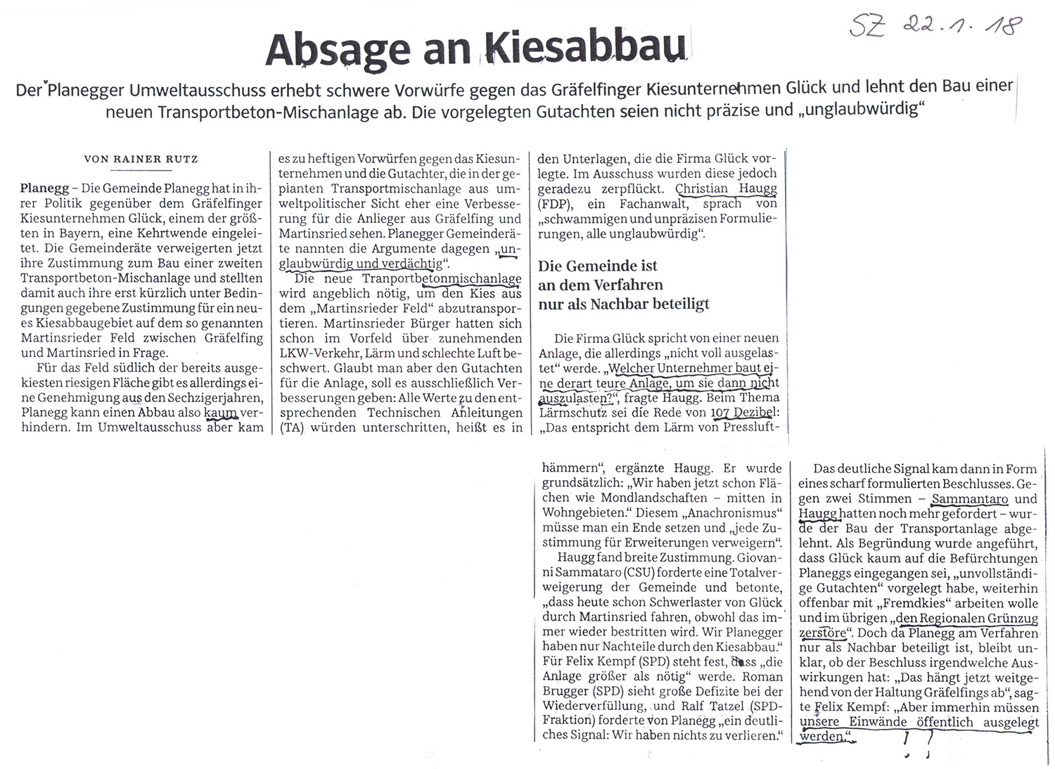 Absage an Kiesabbau