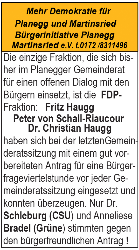 FDP/Bürgerfrageviertelstunde