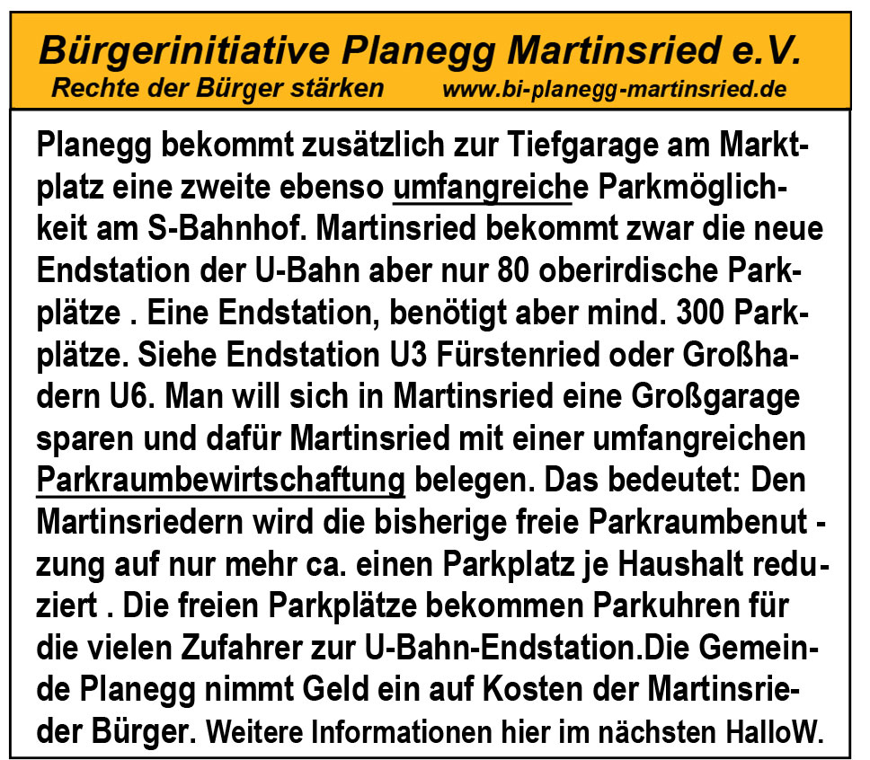 Parkraumbewirtschaftung Martinsried