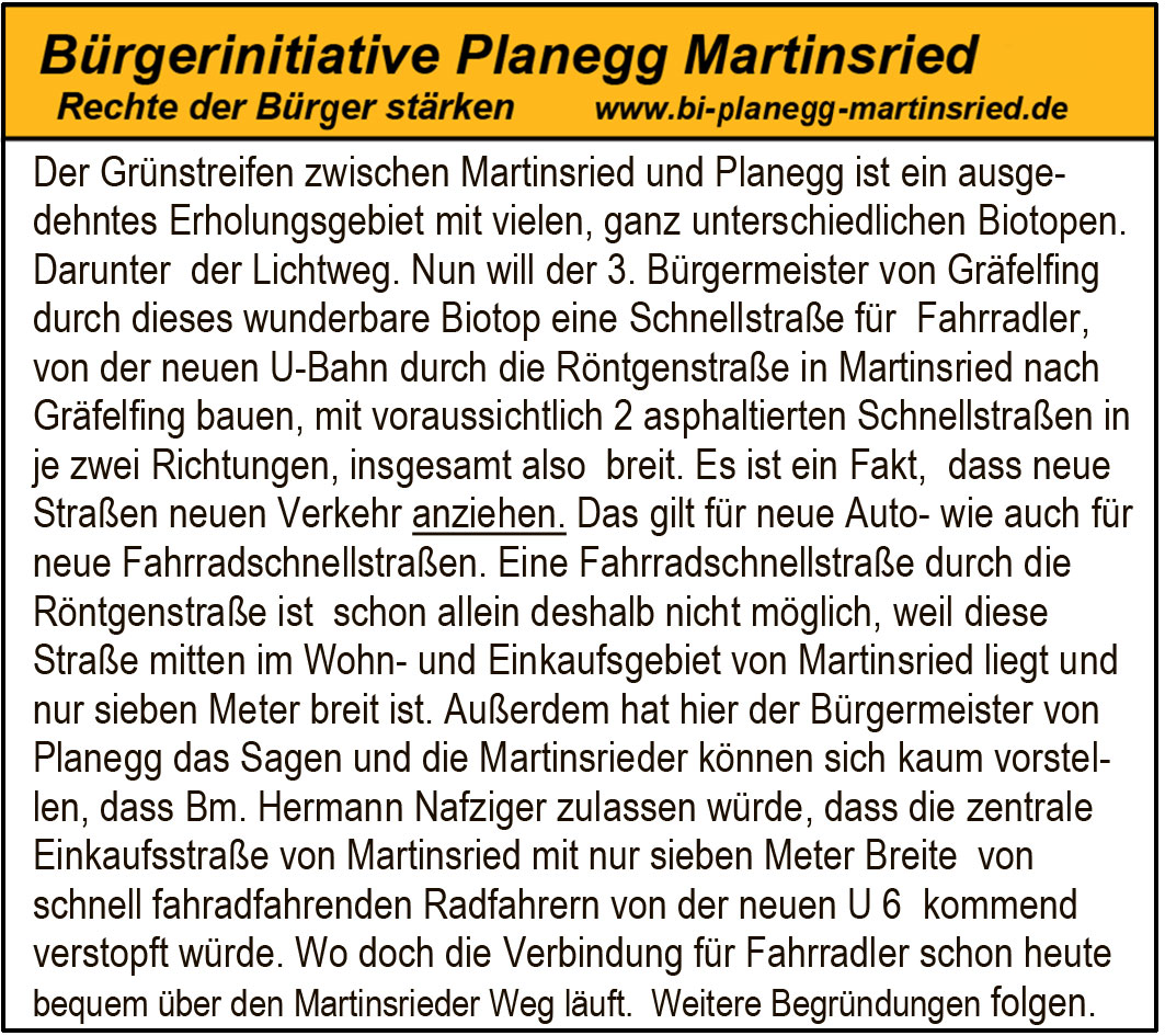 Keine Fahrradschnellstraße durch Biotop und enge Einkaufsstraße!