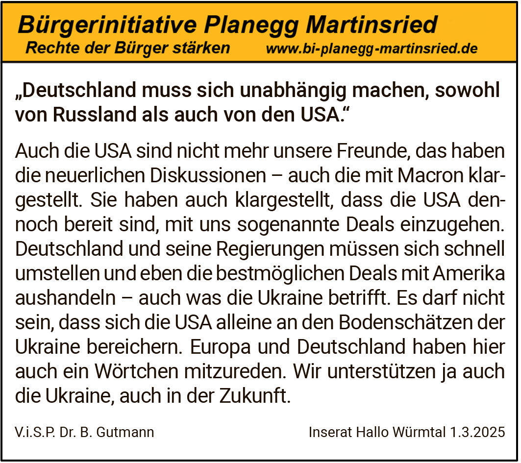 „Deutschland muss sich unabhängig machen, sowohl
von Russland als auch von den USA.
“