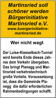 BIM Inserat Hallo Würmatl, Luise Kiesselbach Tunnel