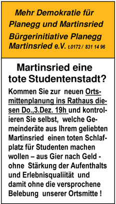 02.12.2015 - Martinsried eine Schlafstadt für Studenten?